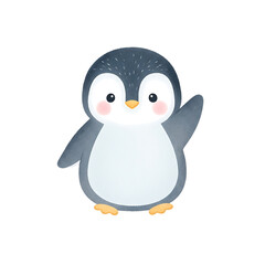 Fototapeta premium Cute cartoon penguin character with white background