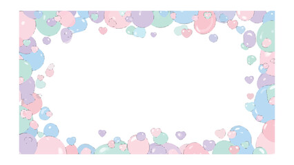 Balloons and Hearts Frame: A frame of colorful balloons and hearts. The image evokes feelings of joy, celebration, and love, ideal for adding a touch of cheer to any project.