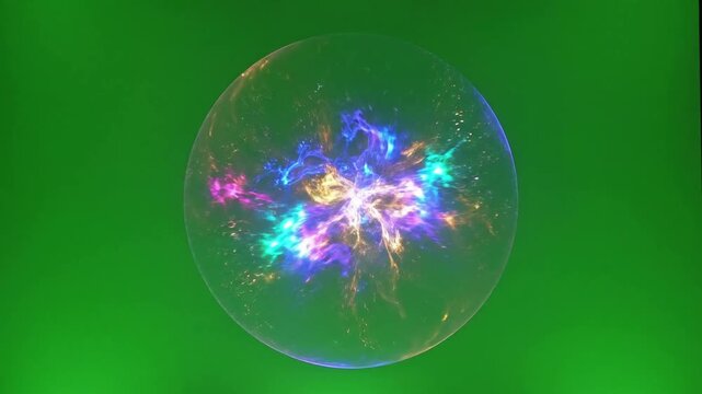 Ripples in distorted light on lake surface with faint holographic projection of abstract effect ad_ready green screen holographic