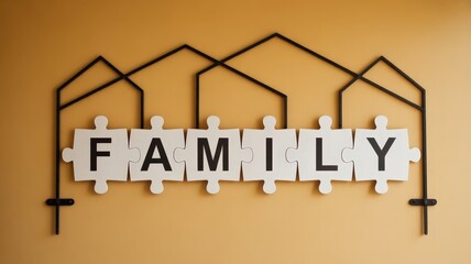 Wall hanging with the word "FAMILY" written on it