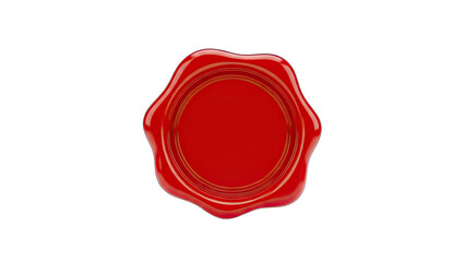 Red Wax Seal with Gold Embossed Border Isolated on Black Background Detailed Texture Glossy Surface Traditional Symbol of Authenticity and Approval