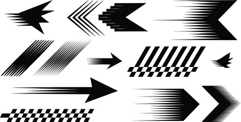 Racing car vinyl decal and speed stripe vector set