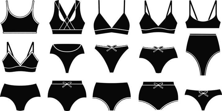 Women lingerie and underwear silhouette set with bra and panties icon vector illustration