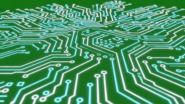 Golden light tracing lines on copper surface with minimalist circuit board design forming effect animated circuit board patterns