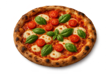 Margherita pizza with basil on a transparent background illustration