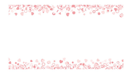 Pink Confetti Border: A delicate frame of scattered pink confetti, featuring hearts, circles, and irregular shapes, creating a charming and festive border.
