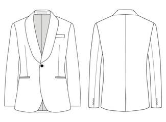  Notch Lapel Single Breasted One button Vector Men&rsquo;s Stylish Coat Technical Drawing