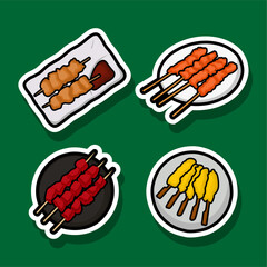 Sweet and delicious beef satay meal set