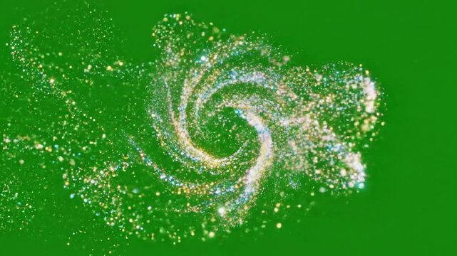 Quantum Mist Dispersion with abstract particle stream flowing horizontally effect green screen particle effects style featuring