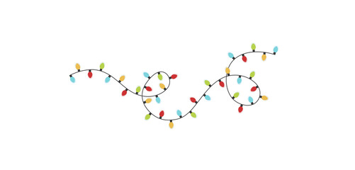 クリスマスのイルミネーションガーランドをモチーフにした装飾用デザイン。やわらかな光のラインとグリッター感が、冬や年末イベントの背景やデザイン素材として使いやすいビジュアルです。