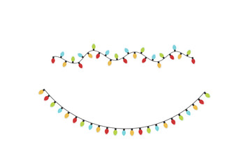 Festive Christmas light colorful garlands PNG. Decor element for postcards, invitations, backgrounds white , business cards. Winter new collection 2026