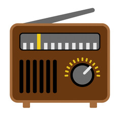 Vintage retro radio illustration isolated on transparent background 