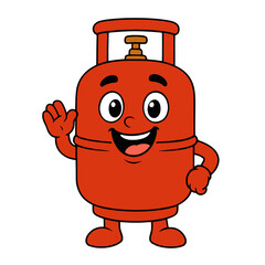 Happy gas cylinder cartoon character waving hand