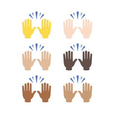 raising hands pair of hands raised in air happy joy celebration hand fingers emoji symbol sign icon vector illustration isolated flat