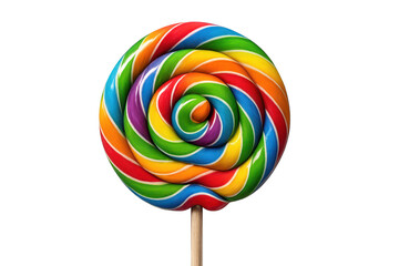 Colorful rainbow lollipop candy on transparent background for design