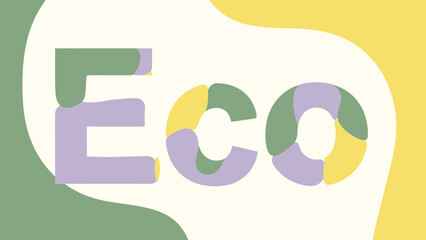 Obraz premium A stylized graphic design featuring the word 'Eco' in large letters with a colorful abstract background.