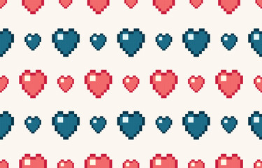 Seamless Christmas pixel pattern vector in retro 8-bit style, featuring festive holiday motifs. Perfect for Christmas wrapping paper, sweaters, greeting cards, backgrounds, and textile design.	