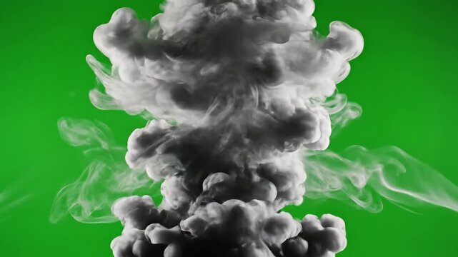 Mysterious mist reveals hidden patterns with dynamic smoke clouds forming abstract effect green screen smoke plumes style featuring