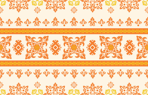Damask pattern Colorful background. Luxurious classic ornament in baroque style. Golden ornament design for wallpaper, textiles and luxury	