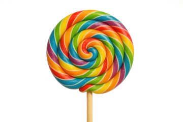 Colorful spiral lollipop candy with a transparent background image