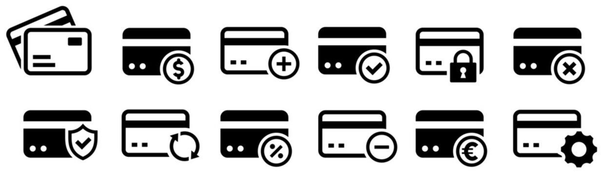 Credit Card Icon Set. Payment symbol. Vector illustration