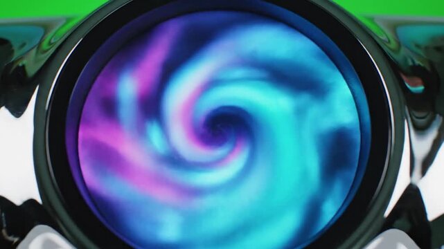 Waterfall's crystal clear depths unfolding with slow zoom into a central effect ad_ready green screen product showcase style