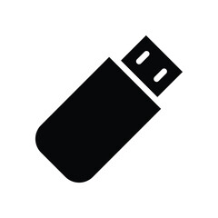 Minimalist Black USB Flash Drive Icon for Digital Storage and Transfer Needs