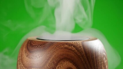 Floating leaves gently settling on water with slow zoom into a central effect ad_ready green screen product showcase style featuring