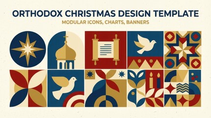 abstract orthodox christmas infographic elements set for themed visual design projects ready for posters cards web banners and social media graphics