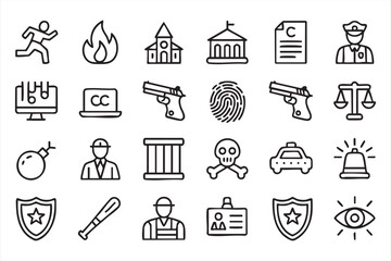 Fototapeta premium Law Enforcement Vector Symbols for Court Systems, Emergency Response, and Crime UI Kits