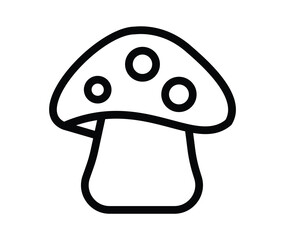 Simple Outline Drawing of a Mushroom with Rounded Cap and Stem