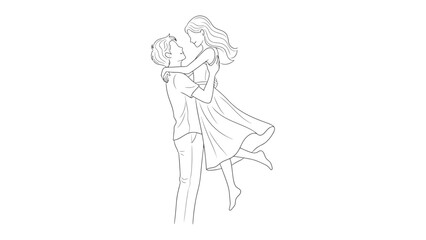 Embracing Romance: A tender moment unfolds as a man cradles a woman in his arms, capturing the purity and tenderness of love.
