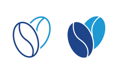 Coffee bean in blue and white symbol food