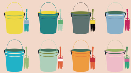 Paint bucket silhouette vector illustration with clean simple shapes, minimal graphic symbol representing painting, renovation and home improvement tools, suitable for icons, signage, branding