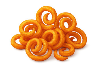 Pile of Curly Fries on a transparent background for your project.
