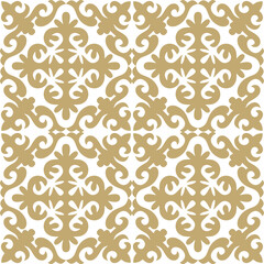Vector golden seamless Kazakh national ornament. Ethnic endless pattern of the peoples of the Great Steppe, Mongols, Kyrgyz, Kalmyks,  Buryats