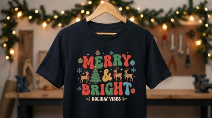 Feel the joy in this vibrant christmas t-shirt design bursting with festive cheer