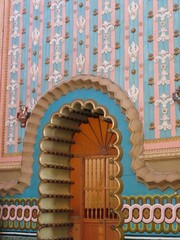 the colorful colonial ancient church in Tlalpujahua, Michoacan, Mexico