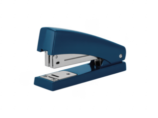 Blue stapler with metal parts isolated on a transparent background office stationery