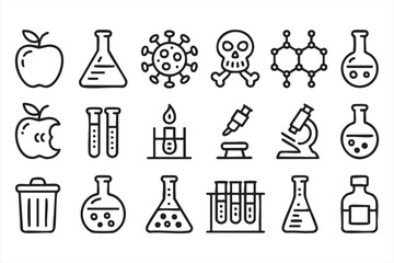 Clean laboratory and experiment symbols for medical UI and scientific design