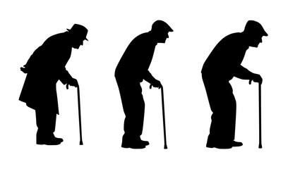 Silhouettes of Aging Men with Canes