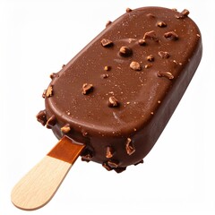 Nutty chocolate-coated ice cream bar on stick
