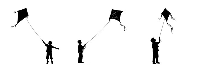 Silhouette Kites and Playful Children