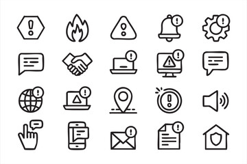 Alert and notification symbols for digital workflows and UI design