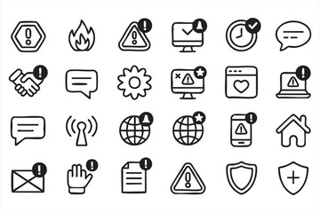 Alert and notification symbols for digital platforms and UI workflows