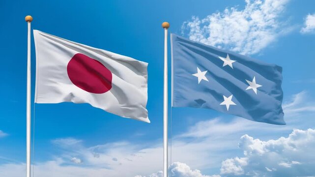 日本の国旗とミクロネシアの国旗(Japan flag & Micronesia flag.)
