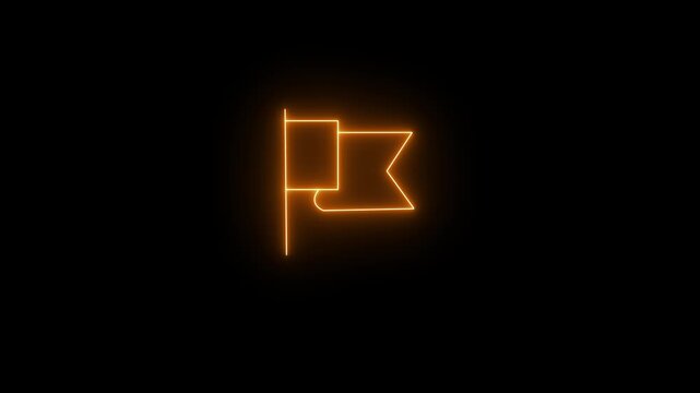Neon Flag Icon, Glowing Achievement Symbol, Futuristic Milestone and Goal Marker UI Element