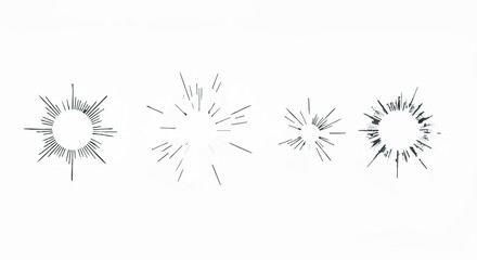 Obraz premium Set of Minimalist Black Radial Burst Lines Vector Graphics Isolated on White