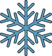 Simple Blue Six-Sided Snowflake Icon, Stylized Winter Snowflake Vector, Outlined Blue Snowflake Graphic, Cold/Freezing Weather Symbol,  illustration, vector.