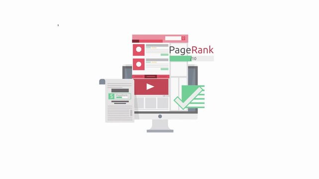 Computer Screen Showing Search Engine Results and Page Rank Score monitor display